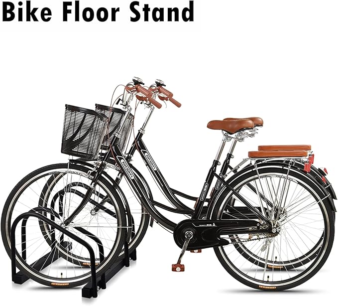 WALMANN 2 Bikes Floor Bike Stand, Bike Parking Rack Garage Bike Storage Stand Indoor/Outdoor 22-28" Wheel Stand, Max. Tire Width 2.1"