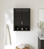 ARIEL Milan Bathroom Wall Cabinet 31" H x 23.1" W x 8" D - Open Shelf - Black