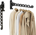 Wall Mounted Clothes Hanger Rack Folding Wall Mounted Clothes Hanger for Laundry with Swing Arm Space Saving Closet Storage Organizer Heavy Duty Coat Hook for Bathroom Bedroom Black 2-Pack