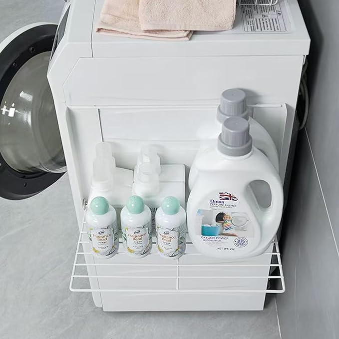 LEQ Clothes Drying Rack Magnetic Folding Shelf for Clothes and Towels, Magnet Rack Mount on Washing Machine Fridge, Durable Folding Rack for Laundry Room Bathroom Kitchen