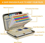 DocSafe Fireproof File Organizer with Lock, Hard-Shell Case Fireproof Document Box with 13 Pocket Accordion File Folder, Portable Home Office Travel Safe Storage for Important Documents Laptop Beige