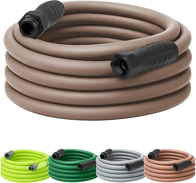 Flexzilla Colors SwivelGrip Garden Hose 5/8 in. x 50 ft., Lightweight All-Weather Water Hose, Durable and Flexible, Leak-Free Connections, Brown Mulch