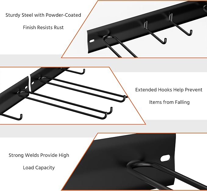 Ultrawall Wall Mount Ski Rack, Garage Ski Storage Rack, Ski Hangers For 8 Pairs of Skis