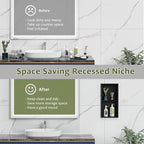 11x23 Inch Recessed Medicine Cabinet, Black Medicine Cabinet No Mirror, 304 Stainless Steel Bathroom Wall Niche Cabinet with 2-Tier for Bathroom, Living Room