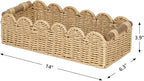 CubesLand Bathroom Basket Organizer, Toilet Tank Paper Storage Baskets 2-Pack, Scalloped Decorative Basket for Countertop w/Handle, Wicker Basket for Bathroom Decor, Home Decor, Living Room, Beige