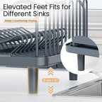 Dish Drying Rack Large Capacity - Stainless Steel Dish Rack for Kitchen Counter with Drain Board, Rustproof Dish Drainer with Auto Drain Spout, Utensil Holder & Glass Holder, Dinnerware Organizer