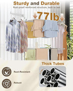 Bigzzia 4 Tier Folding Drying Rack Clothing Clothes Horses Rack Stainless Steel Laundry Drying Rack (Grey White, 4 Tier)
