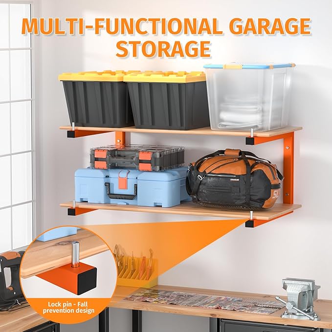 10 Pack Lumber Storage Rack | Wall-Mounted Wood Storage | 10-Tier Heavy-Duty Lumber Rack | 2200 lb Capacity Garage Metal Wood Organizer | Indoor/Outdoor Use (10 Pack-10 Level)