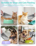 2 Cup Dog Food Scoop(2 Pack), Plastic Pet Food Scoop with Measuring Lines for Accurate Pet Food Portions,Dishwasher Safe (Blue and Grey)