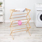 Collapsible Bamboo Drying Rack – Foldable Laundry Drying Stand for Indoor/Outdoor Use – Space-Saving Clothes Rack for Towels, Blankets & Delicates
