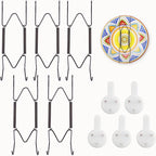 5 Pack Plate Hangers for Wall, Suitable for 6-8 inch Art Plate, Stainless Steel Invisible Heavy-Duty Wire Plate Holder with Wall Hooks, Display Hanger for Decorative Plates/Dishes/Platters(Black)