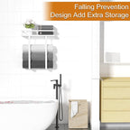 Towel Racks for Bathroom Wall Mounted, Xstydes Metal Towel Holder with Wooden Shelf for Folding Large Towels, Towel Storage for Small Bathroom Organizer Decor or RV Camping,White