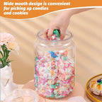 mwellewm 2 Pc Candy Jar with Lids 1 Gallon Large Candy Containers with Spoon Clear Plastic Cookie Dispenser Airtight Apothecary Storage Organization Snack Buffet Bar Dish for Wedding Home Classroom