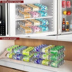 Attelite Can Organizer for Pantry, 3 Sets 2Tiers Can Storage Organizer Pantry, Soda Can Organizer for Fridge 24 Cans Rack Automatic Rolling Stackable Canned Food Organizer,Clear