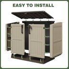 LHBcraft Waterproof Outdoor Storage Box 36 Cu Ft with Lockable Doors, Portable Horizontal Resin Storage Cabinet, Outdoor Storage Shed for Backyards, Easy to Assemble