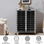GOFLAME 20-Drawer Rolling Storage Cart, Multifunctional Art Craft Organizer Cart, Mobile Utility Storage Cart with Removable Drawers & Lockable Wheels, Craft Cart for Home Office School, Black