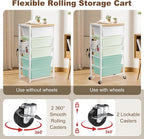 Rolling Cart with Drawers, Rolling Storage Cart with Large Plastic Drawers & Wooden Tabletop, Utility Cart with Pegboards & Basket, Storage Drawers Cart for Living Room, Classroom, Bedroom, Office