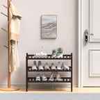 3 Tier (Thick) Bamboo Shoe Rack for Closet Free Standing Wood Shoe Shelf for Entryway Small Space Stackable 27"x12"x21" (Black Brown)