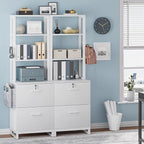 Itaar 2 Drawer File Cabinet, Filing Cabinet with Lock fits Letter, Legal, A4 Size, File Cabinets for Home Office with Storage Bag, Open Shelf and Hook, White