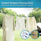 2 Pack Camping Portable Clothesline for Travel with 12 Clips, Blue Windproof Retractable Clothesline Kit for Camping, Home, Cruise, Hotel