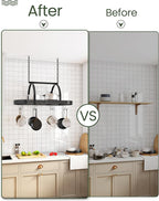 Hanging Pot Rack, Pot Hanger for Kitchen, Ceiling Mounted Pot Holder, Cookware Organizer with 12 S-Shaped Hooks, for Pot, Pan Storage, Space-Saving, Charcoal Black and Black TPR08BCC1