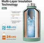 Insulated Water Bottle | Thickened Stainless Steel Vacuum Metal | Portable Sports Half Gallon Large Water Jug for Gym and Hiking with Straw, Carrier Bag, Handle Strap | BPA-Free 64 oz