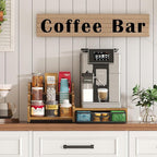 Coffee Station Organizer with K Cup Holder, 28 Pod Capacity,3-Tier Syrup Rack with Coffee Pod Holder Drawer, Coffee Bar organizer Countertop for Accessories,Rustic Brown