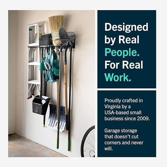 StoreYourBoard 36" Garage Tool Organizer Wall Mount | Garden Tool Organizer System | Heavy Duty Garden Tool Storage Rack for Yard Tools Rakes Shovels 250lbs Garage Organization | 4 PVC Coated Hooks