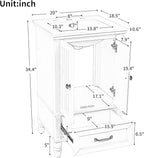 20" Small Bathroom Vanity with Sink,Doors and Drawer,Wood Mid-Century Modern Bathroom Sink Cabinets with Adiustable Foot Pads,for Small Space,Freestanding (Black)