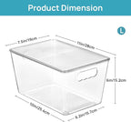 Vtopmart 8 Pack Clear Stackable Storage Bins with Lids, Large Plastic Containers with Handle for Pantry Organization and Storage,Perfect for Kitchen, Fridge, Cabinet, Bathroom Organizer