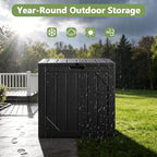 Outdoor Storage Box - 30 Gallon Waterproof Resin Deck Box, Lockable Patio Storage Bench for Package Delivery, Cushions & Garden Tools, UV Resistant (Black)