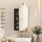 Recessed Medicine Cabinet for Bathroom,Brushed Gold Arched Medicine Cabinet with Mirror,Arch Mirrored Medicine Cabinets Recessed,Bathroom Mirror with Storage,Open from Left to Right 16x31