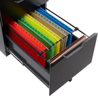 Amazon Basics 3-Drawer Mobile File Cabinet with Lock, Rolling Filing Cabinet for Hanging Files, Black, 20.71" D x 15.51" W x 24.29" H | With Lock, 3 Drawer