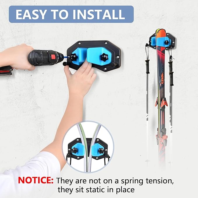 Hikeen Ski Wall Mount, Snowboard Wall Mount, Wall Mounted Ski Storage Rack for Garage Organizer System, Fits Any Ski/Snowboard Display(1 Pack)