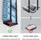 Towel Racks for Bathroom Wall Mounted, 22inch Wall Towel Rack for Rolled Towels, Towel Storage for Small Bathroom, Black
