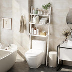 Over The Toilet Storage Shelf Wood, 3-Tier Above Toilet Organizer Rack, Freestanding Above Toilet Shelf for Bathroom, Laundry, Space Saver, White Color.