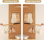 Pull Out Bra Hanger for Closet, Sliding Hooks Rack for Belt Ties Tank Top Scarf Jewelry, Space Saving Organizr for Wardrobe Cabinet, Right Side 12 Hooks Rail, 2 Pcs