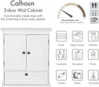 Spirich Bathroom Cabinet Wall Mounted, Small Bathroom Wall Cabinet Over Toilet, Medicine Cabinet Organizer with Doors and Adjustable Shelf, White