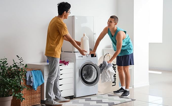 Washable Drawstring Laundry Bags 2 Pack Extra Large Heavy Duty College Dorm Dirty Laundry Clothes Travel Bag and Gym Clothes Bag for Guys and Girls (Cream "Laundry")