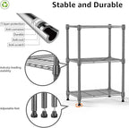 450 lbs Steel Storage Shelving 3-Tier Utility Shelving Unit Steel Organizer Wire Rack for Home,Kitchen,Office (11.8" D x 17.7" W x 26.3" H)