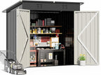 COMHOMA Shed Outdoor Storage Shed Metal,Lockable Doors Tool Sheds with Sloping Roof,Steel Garden Shed with Air Vent for Backyard,Patio,Lawn,Poolside(Grey,6'*4')