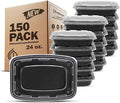 Freshware Meal Prep Containers [150 Pack] 1 Compartment Food Storage Containers with Lids, Bento Box, BPA Free, Stackable, Microwave/Dishwasher/Freezer Safe (24 oz)