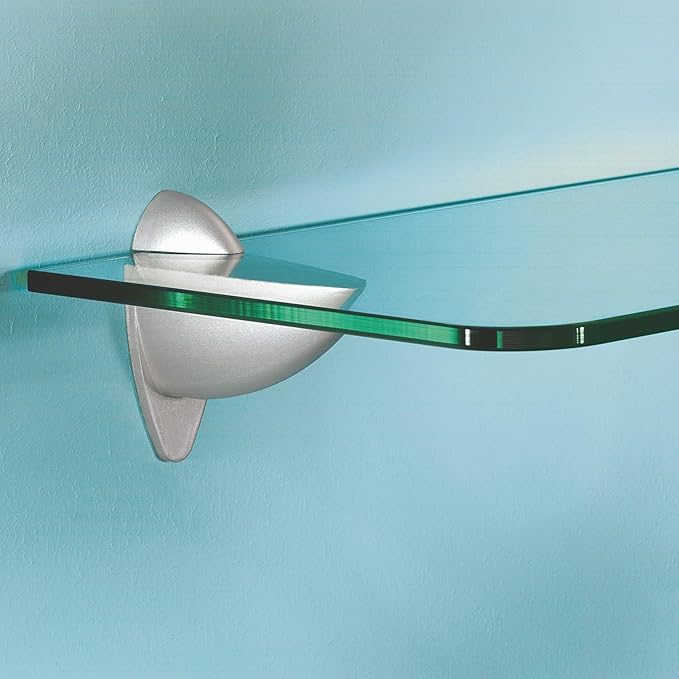 Glass Shelves - Tempered Safety Glass Shelves for Bathroom, Choose Over 20 Shelf Brackets and Multiple Shelf Sizes - Ara Style - 31.5 x 11.8 in - Silver Clip