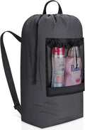 Lifewit Laundry Bag, Extra Large Laundry Backpack with Shoulder Straps and Mesh Pocket for Laundromat, Heavy Duty Laundry Bag Backpack for Dirty Clothes for College Dorm/Travel/Apartment, 90L, Gray