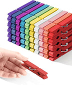 Colored Clothespins, Colorful Clothes Pins Wooden Clips Rainbow Colors 50 Pack Decorative Crafts Pegs Photos Pictures Decoration Clip Clothing Hanging Closepins, 2.9 Inch