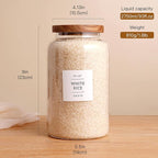Set of 2 Large Glass Jar with Airtight Acacia Lid and 132 Kitchen Pantry Labels, Clear Glass Food Storage Jars Containers for Rice Flour Pasta Sugar Coffee Cookie and More(98 Fl Oz/2800 Ml)