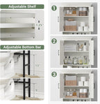 Over The Toilet Storage Cabinet, Over The Toilet Cabinet with Doors, Over Toilet Bathroom Organizer Above Toilet Storage Cabinet with Inner Adjustable Shelf and Anti-Tip Device, Cream White