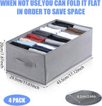 4 PCS Jean Organizer for Closet, 7 Grids Foldable Wardrobe Clothes Organizer, Stackable Fabric Closet Organizers and Storage for T Shirt Jean Sweater Shirt Pants