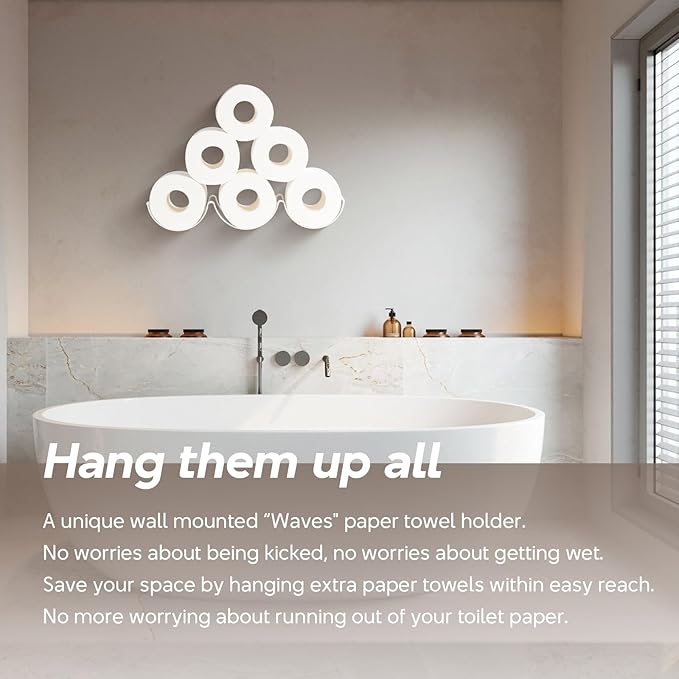 Wall Toilet Paper Holder for Extra 6 Rolls, Iron Wall Mount Toilet Roll Holder, Cloud Floating Toilet Paper Storage Rack, Metal Paper Roll Towel Holder Bathroom Decor Tissue Holder Shelf