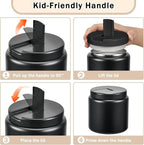 26oz Kids Jar for Hot Food, Insulated Vacuum Food Jar with Buckle Lid, Stainless Steel Wide Mouth Leak Proof Insulated Lunch Container for School Picnic Travel, Black